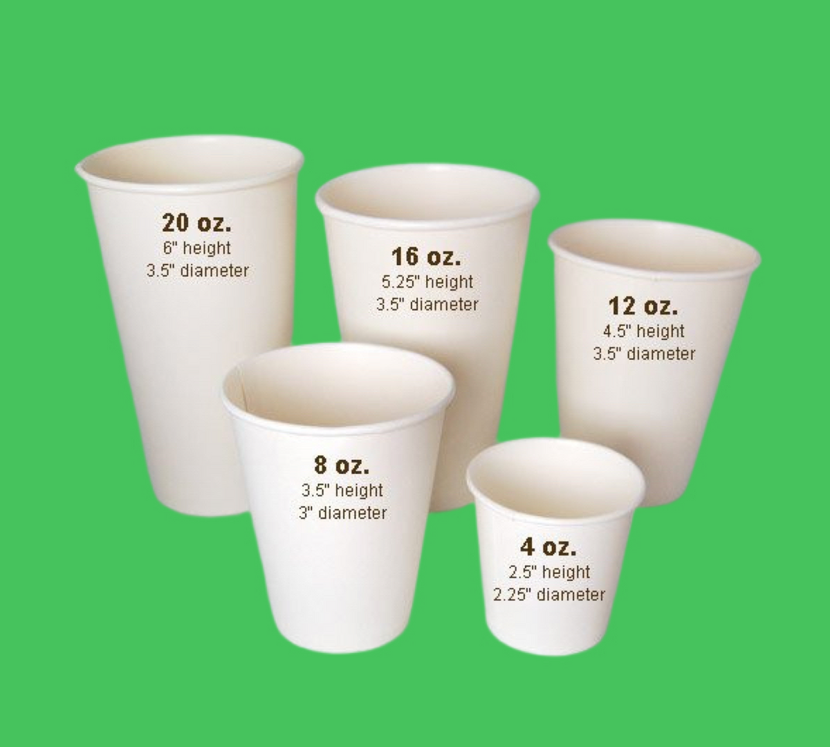 Paper Cups Disposable For Hot And Cold Drinks Sizes : 7oz,8oz,12oz,16oz,20oz